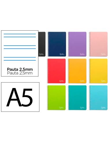 Cuaderno Espiral Liderpapel A5 Witty Tapa Dura 80H 90Gr Pauta Estrecha 2,5Mm Con Margen Colores Surtidos