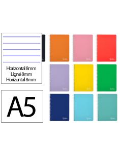 Cuaderno Espiral Liderpapel A5 Witty Tapa Dura 80H 90Gr Rayado Horizontal 8Mm Con Margen Colores Surtidos
