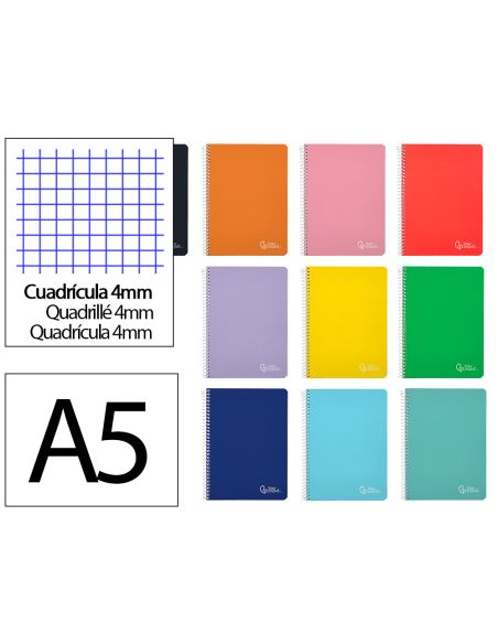 Cuaderno Espiral Liderpapel A5 Witty Tapa Dura 80H 90Gr Cuadro 4Mm Con Margen Colores Surtidos