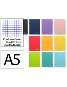 Cuaderno Espiral Liderpapel A5 Witty Tapa Dura 80H 90Gr Cuadro 3Mm Con Margen Colores Surtidos