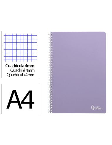 Cuaderno Espiral Liderpapel A4 Smart Tapa Blanda 80H 75Gr Cuadro 4Mm Con Margen Color Violeta