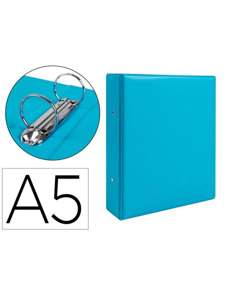 Carpeta De 2 Anillas 40 Mm Redondas Liderpapel A5 Carton Forrado Pvc Azul