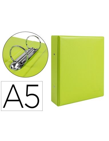 Carpeta De 2 Anillas 40 Mm Redondas Liderpapel A5 Carton Forrado Pvc Verde