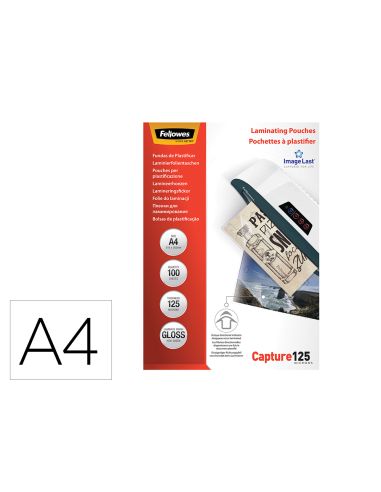 Bolsa De Plastificar Fellowes Brillo Din A4 125 Micras Pack 100 Unidades