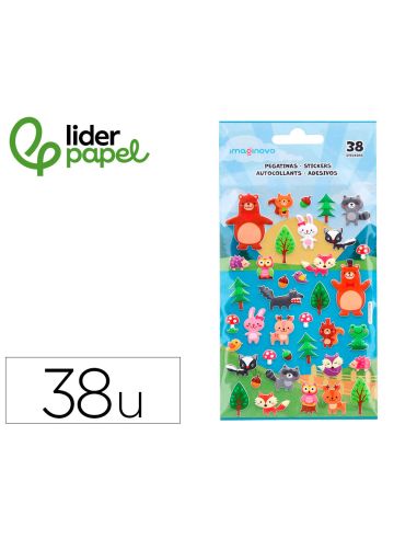 Pegatinas Imaginovo Cute Animales Bosque Con Relieve 190X105 Mm En Blister