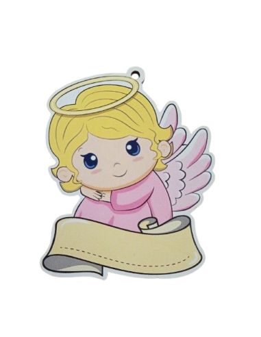 Colgante Madera 6X7,5Cm Nombre Angel Rosa