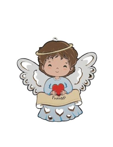 Colgante Madera 10X10Cm Nombre Angel Azul