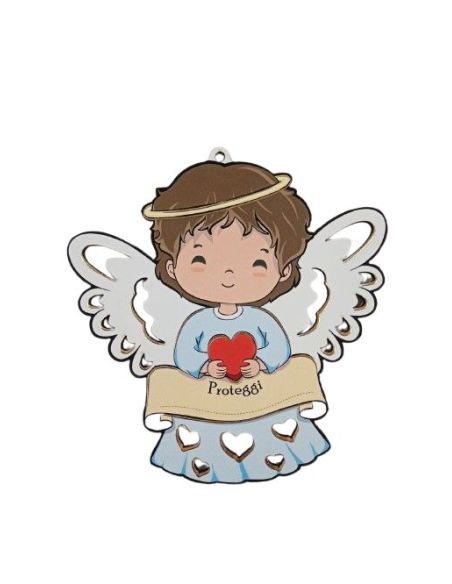 Colgante Madera 10X10Cm Nombre Angel Azul