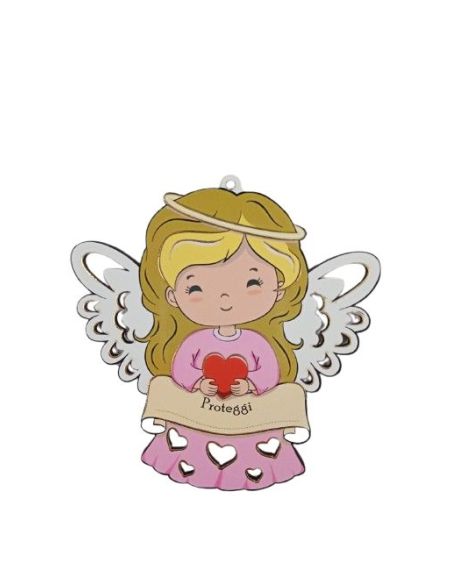Colgante Madera 10X10Cm Nombre Angel Rosa