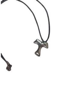 Cruz Metal Plateada Tau C/Cordon***