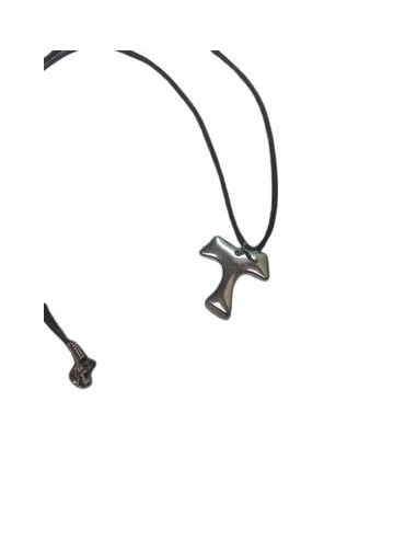 Cruz Metal Plateada Tau C/Cordon***