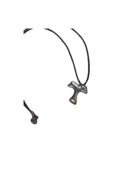 Cruz Metal Plateada Tau C/Cordon***