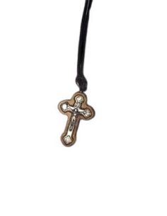Cruz Madera Olivo Perf.Cruz Flor Metal C/Cordon