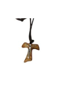 Cruz Tau Madera Olivo 3Cm Cristo Metal