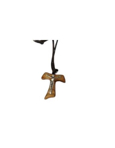 Cruz Tau Madera Olivo 3Cm Cristo Metal