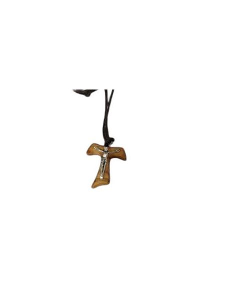 Cruz Tau Madera Olivo 3Cm Cristo Metal