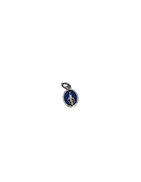 Medalla Metal 10Mm Escapulario Esmalte Azul Milagrosa