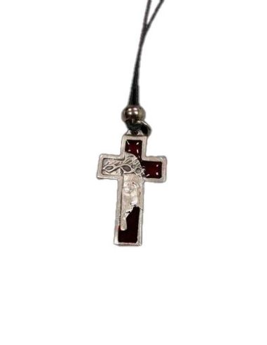 Cruz Metal Esmaltada Cristo Roja 35Mm C/Cordon