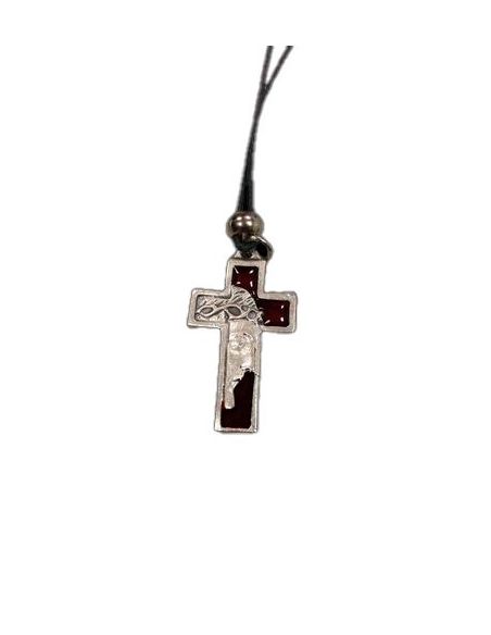 Cruz Metal Esmaltada Cristo Roja 35Mm C/Cordon