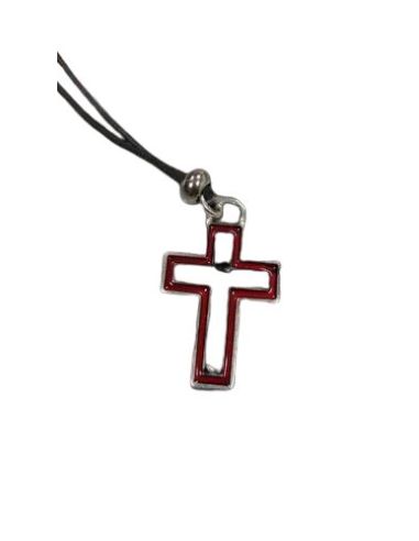 Cruz Metal Esmaltada Roja 35Mm C/Cordon