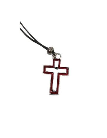 Cruz Metal Esmaltada Roja 35Mm C/Cordon