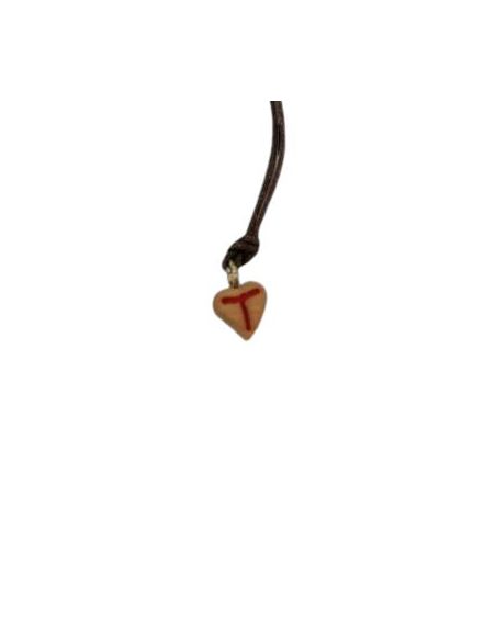 Cogante Corazón Olivo 10Mm Cruz Tau Cordon