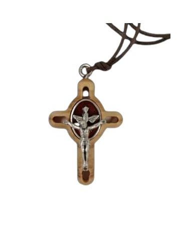 Cruz Olivo 4X3Cm Esmalt Metal Rojo Confirmación