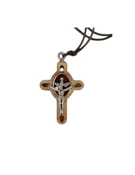 Cruz Olivo 4X3Cm Esmalt Metal Rojo Confirmación