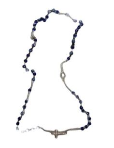 Collar Cristal Azul Cruz Strass Con Caja