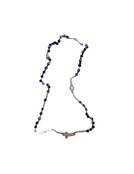 Collar Cristal Azul Cruz Strass Con Caja
