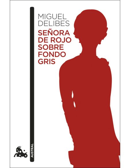 Señora de rojo sobre fondo gris