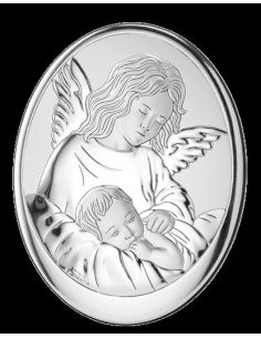 Cuadro oval angel cuna plata 9x13cm
