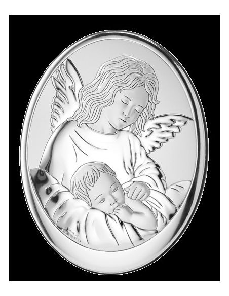 Cuadro oval angel cuna plata 9x13cm