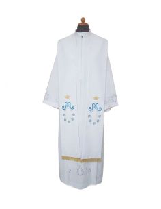 Estola mariana poliester vaticano bordada cpn margaritas ambos lados blanca