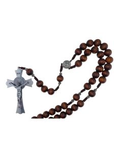 Rosario cuerda pared madera metal rosas san benito 18mm color oscuro