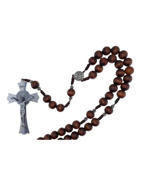 Rosario cuerda pared madera metal rosas san benito 18mm color oscuro