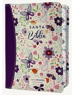 Biblia rvr60 portátil letra grande 11 puntos i/piel canto pintado lila floral (colección fantasia)