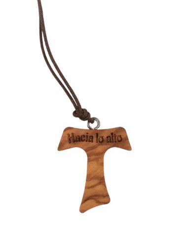 Cruz Tau Olivo 4Cm "Hacia Lo Alto" C/ Cordon