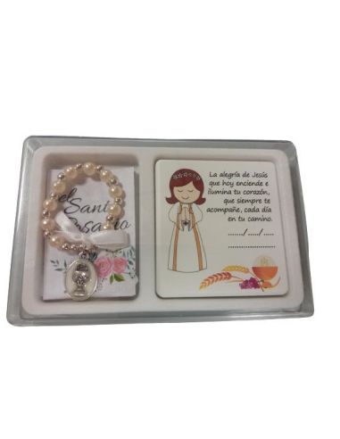 Set Rosario Librito Repie Comunion Niña|Libreriasalesiana