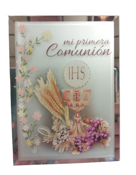Repie Cristal Espejo 95X130Mm Comunion|Libreriasalesiana