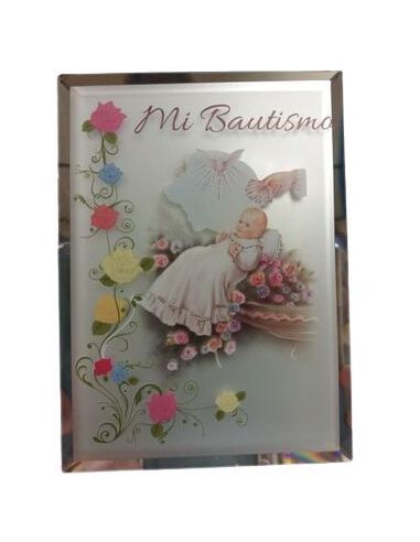 Repie Cristal Espejo 95X130Mm Bautismo|Libreriasalesiana