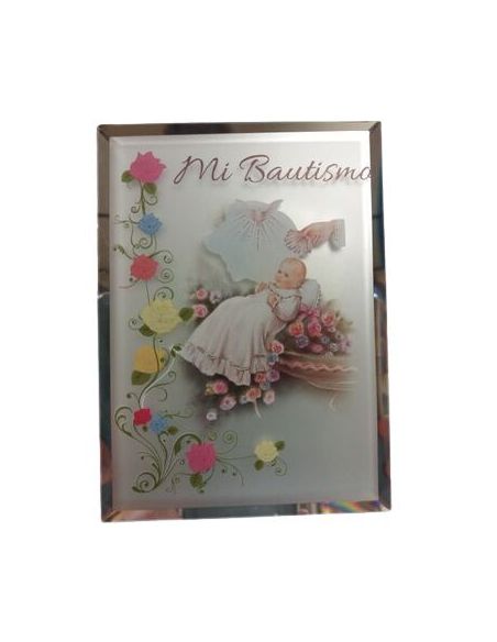 Repie Cristal Espejo 95X130Mm Bautismo|Libreriasalesiana