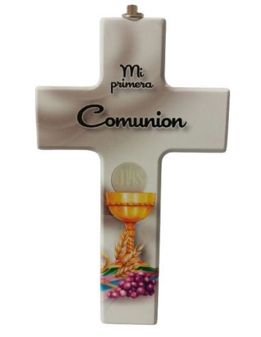 Cruz Comunion Blanca Caliz 15X9Cm Resina|Libreriasalesiana
