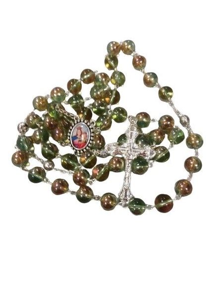Rosario Bola Cristal 9Mm Verde Maria Auxiliadora