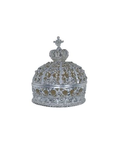 Caja plateada metal corona 7x8cm