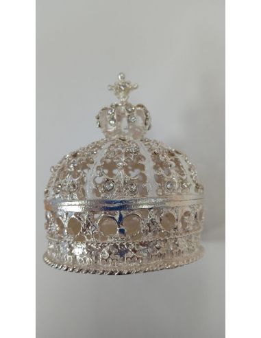 Caja plateada metal corona 7x8cm