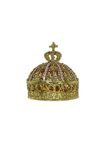 Caja dorada metal corona 9x10,5cm