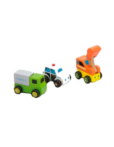 Mini vehiculos madera - 6 unidades