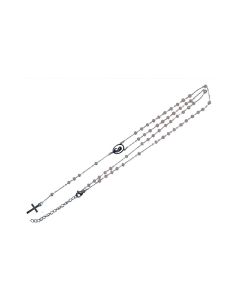 Rosario acero inox. cristal 3mm plateado color damasco