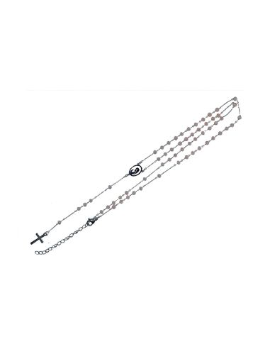 Rosario acero inox. cristal 3mm plateado color damasco